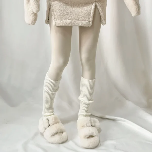 A pair of knitted jk socks for women, white long calf socks, leg covers, autumn and winter warm socks, Lolita - Image 5