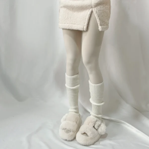 A pair of knitted jk socks for women, white long calf socks, leg covers, autumn and winter warm socks, Lolita - Image 6
